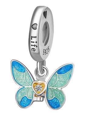 S925纯银蝴蝶吊坠项坠饰品配件女