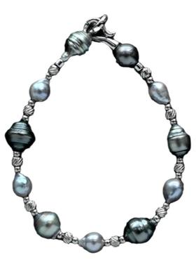 WY夏季新款大溪地巴洛克拼接真多麻手链925银手饰小众中性