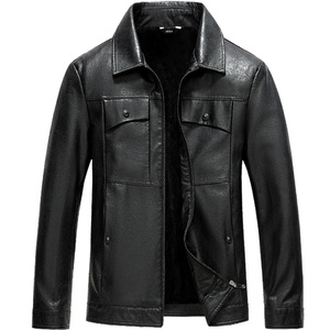 雪中飞男士皮衣春装外套经典翻领短款中青年皮夹克加绒加厚春秋款