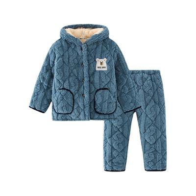 儿童法兰绒睡衣秋冬季加绒加厚