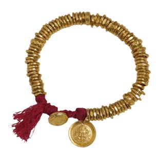 藏珠饰家 足金手工錾刻古法黄金 盘缠金黄财神手串 豪横情侣手链