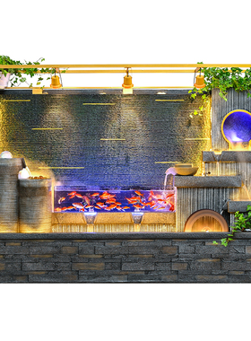 简约现代落地风水循环喷泉摆件