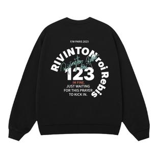 RRR123 X CPFM字母印花美式复古圆领卫衣男春秋时尚流行宽松男装