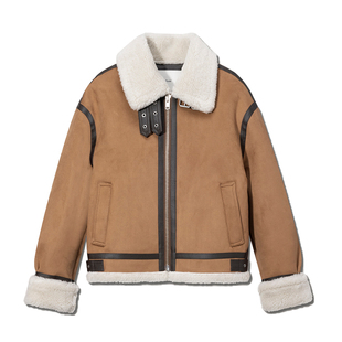 Dunst2025冬季新品中性风宽松剪裁皮毛一体飞行夹克外套UDJU5D123