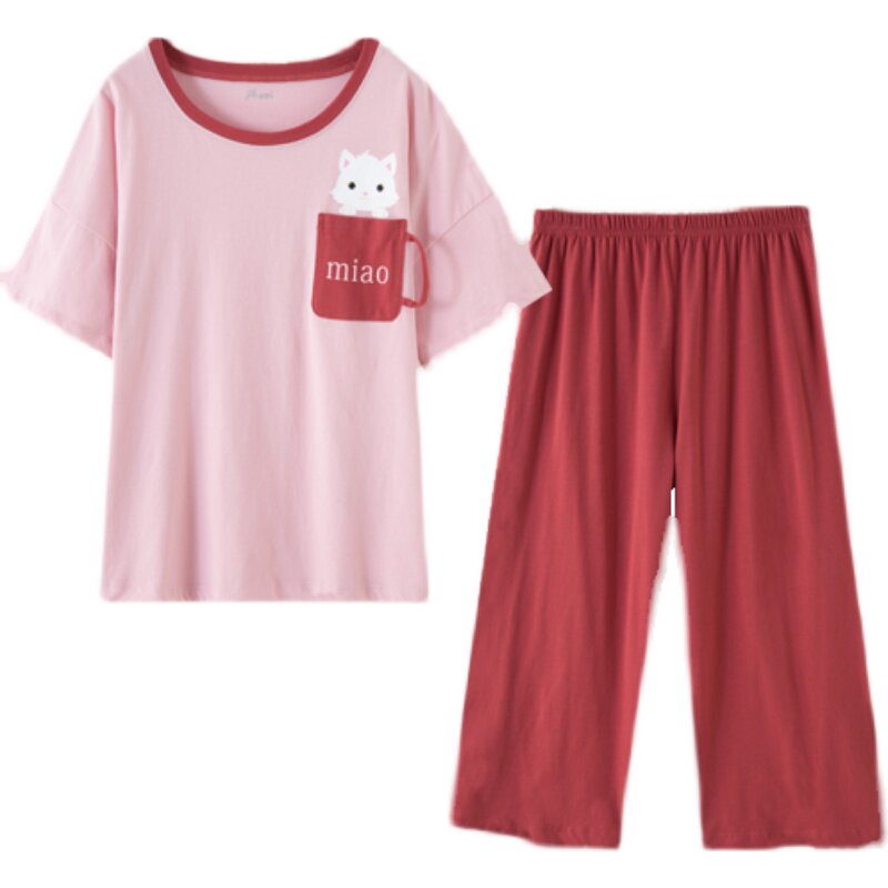 顶瓜瓜女士全棉七分裤家居服套装