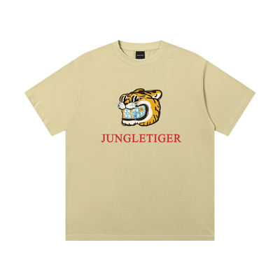 丛林老虎创意趣味虎头印花短袖男