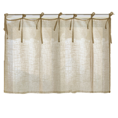 送杆 厨房窗帘穿杆半遮光窗户遮挡帘亚麻棉麻布飘窗半截式免打孔