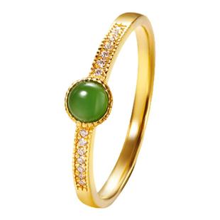 黄金戒指999足金镶嵌碧玉莫桑石2025新款爆款送妈妈细实心纯金女