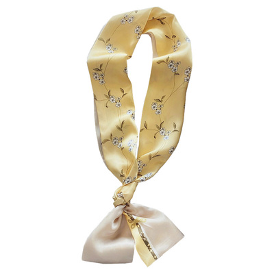 长条丝巾清新小花双面拼色春秋季