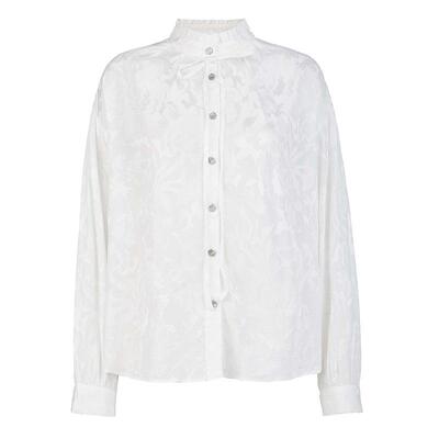 sdeer圣迪奥女装木耳边立领系带绣花长袖衬衫S241Z0515