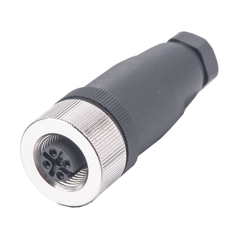 M12  连接器 航空插头 4芯5针8孔 传感器电缆插头IP67直头