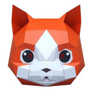 抖音直播面具猫咪头套可爱卡通动物纸模派对表演出道具男女情侣戴