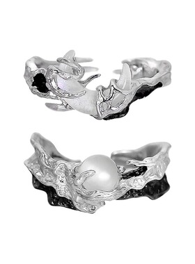 原创小众设计凌云揽月情侣戒指