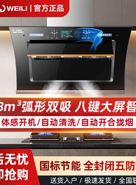 威力抽油烟机家用厨房双电机大吸力自动清洗侧吸式出租房吸油烟机