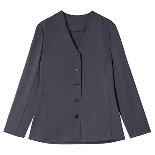 林乔芝2025秋季丝光收腰休闲西装外套