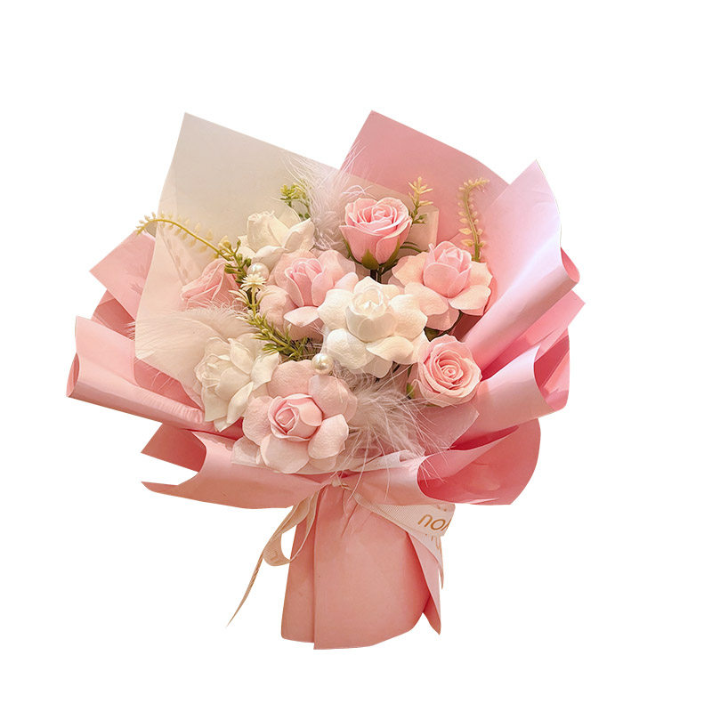 肥皂玫瑰花束仿真花送礼袋成品