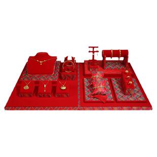 柜台黄金首饰展示道具项链戒指红绒陈列架耳饰手镯珠宝首饰展示架