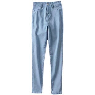 自留 高弹力包臀紧身牛仔长裤女加绒水洗做旧显瘦提臀小脚铅笔裤