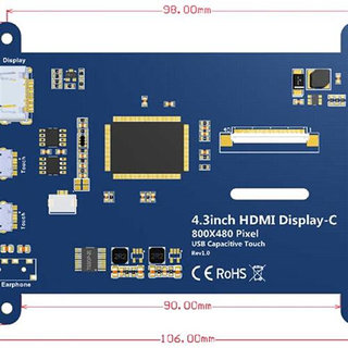 4.3寸树莓派HDMI显示屏 USB电容触摸屏 for Raspberry Pi 3B+/4B