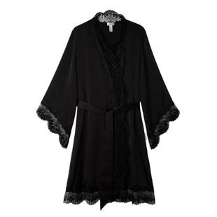 NoirTease性感春夏薄款丝质长款蕾丝睡袍睡衣浴袍晨袍家居服女夏