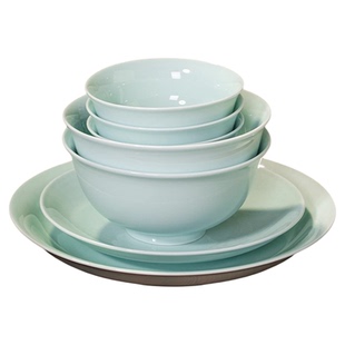 2025新款餐具套装高颜值景德镇影青陶瓷碗盘碗碟套装家用乔迁碗具