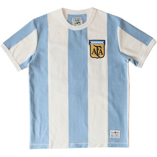 十贰码Leredita纯棉350克面料马拉多纳阿根廷10号复古球衣短袖T恤