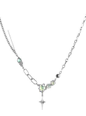 小众级感月光石星芒项链女不规则