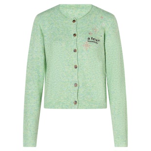 AFGK25FW雪花刺绣开衫毛衣女春秋慵懒风长袖春秋针织衫上衣外套