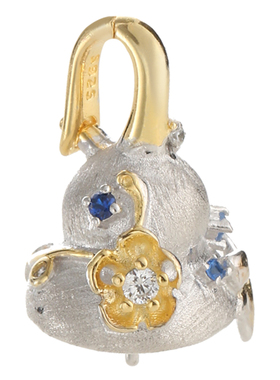 925纯银多彩葫芦吊坠空托