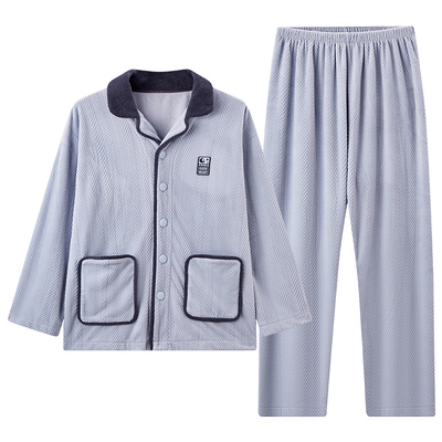 岛绒睡衣男士家居服套装