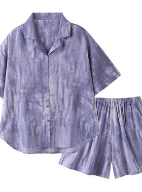 睡衣女夏天竺纱棉短袖短裤家居服