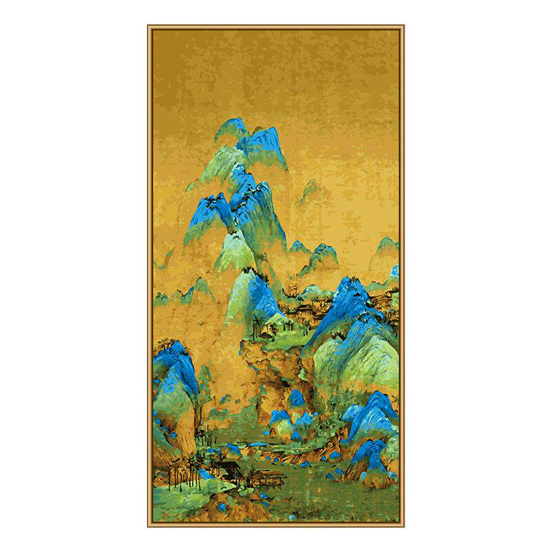 自油自画玄关装饰画千里江山图