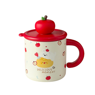 恒度新款可爱苹果桌面保温杯316不锈钢女生高颜值学生专用吸管杯