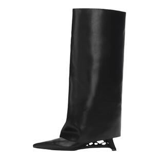 蔡依林同款DAPHNELAB无糖尖头裤管靴都市时髦通勤高跟靴女