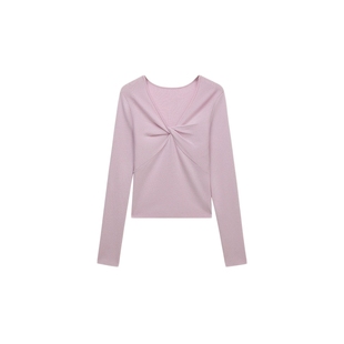 OCHIRLY欧时力 V领扭结针织毛衣女上衣设计感修身2025秋季新品