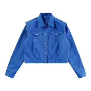 春秋韩版克莱因蓝小众休闲短夹克男雅痞时髦廓肩设计感外套发型师