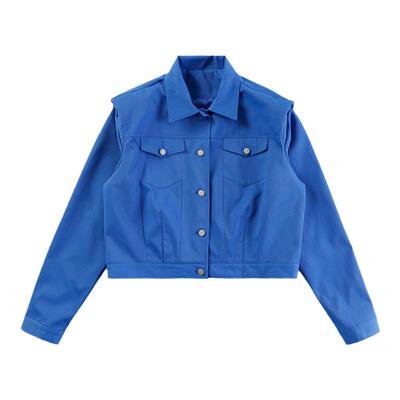 春秋韩版克莱因蓝小众休闲短夹克男雅痞时髦廓肩设计感外套发型师