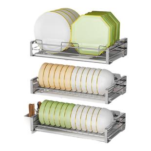 护家不锈钢碗碟收纳架免打孔碗架壁挂式碗盘沥水架上墙厨房置物架