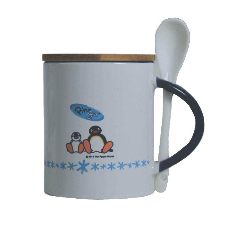 企鹅家族pingu玻璃杯可乐吸管杯500ml日式果汁杯加厚卡通潮牌情侣