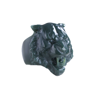 真品天然新疆和田玉细料老虎玉扳指生肖虎玉石戒指男女宽版玉指环