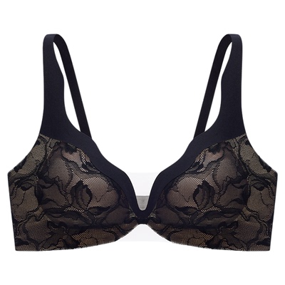 伊维斯深V强聚拢蕾丝文胸内衣