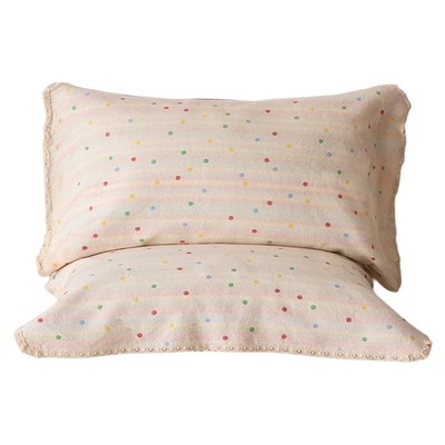 棉凉席彩色点点凉感枕巾纯棉a类