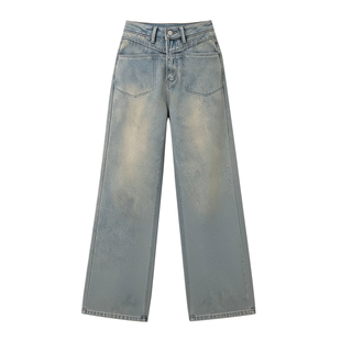 300斤大码胖mm蓝色阔腿牛仔裤女春季梨形报恩裤今年流行超火裤子