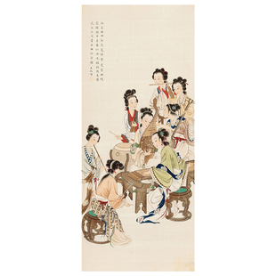 王叔晖仙音雅趣图微喷打印工笔仕女临摹范本底稿茶室琴房挂画国画