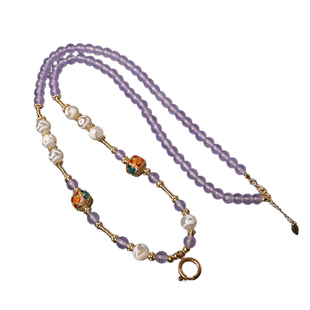 泰伽原创薰衣草佛牌链日月星辰玛瑙天珠新中式国风沙金吊坠挂绳