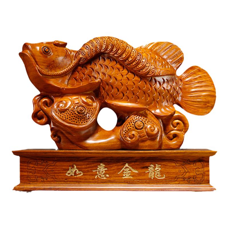 金龙鱼红木家居客厅寓意工艺品