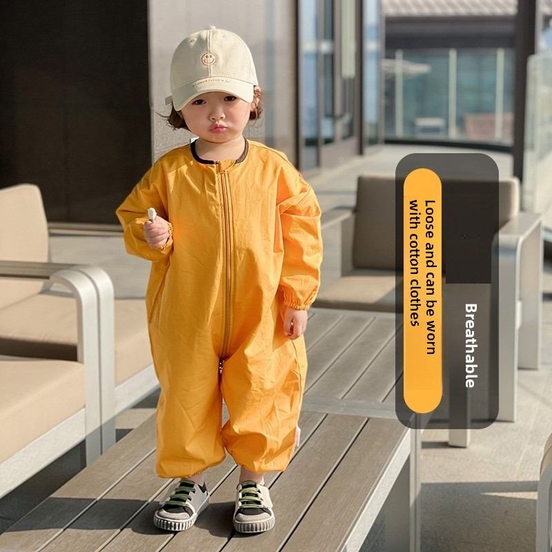 宝宝爬爬服户外婴儿爬行服连体衣服儿童外出纯棉罩衣防脏全身春秋