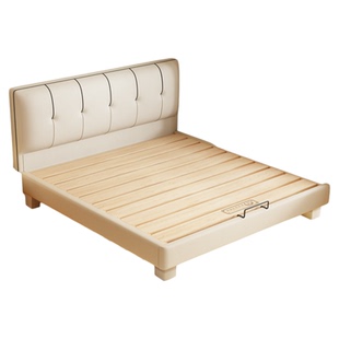 纯实木榫卯床小户型齐边薄床头静音互不干扰可定制加厚排骨架床架