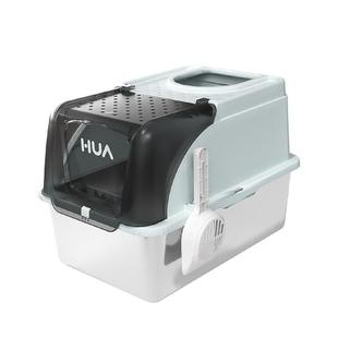 华仙宠不锈钢猫砂盆全封闭顶入式超大号防臭防外溅猫沙盆猫厕所