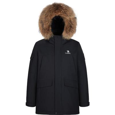 骆驼大毛领冬季羽绒服派克服